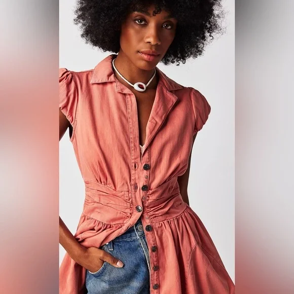 Free People Chester Dress in Lightest Rose- Medium - Picture 3 of 10